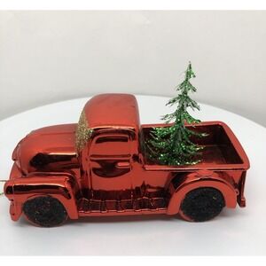 Red Car Truck CHRISTMAS‎ ORNAMENT with Tree Holiday Decor Christmas Decorations